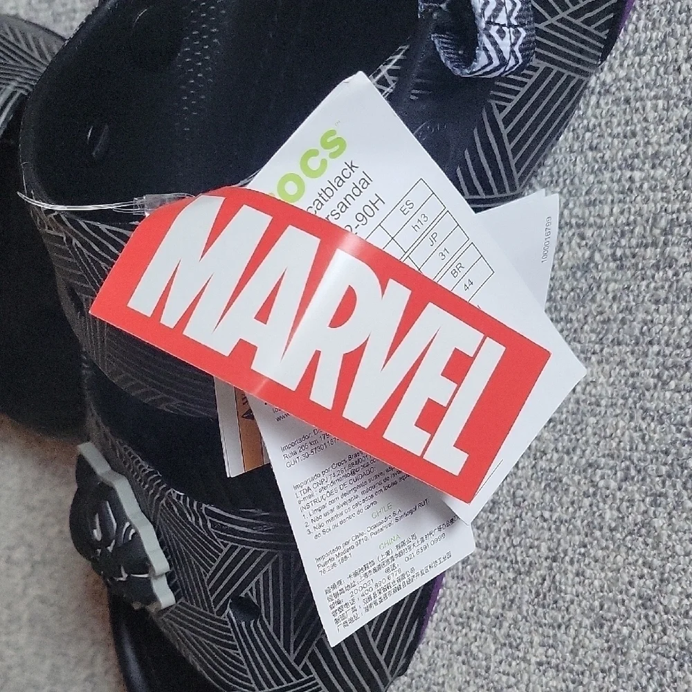CROCS Marvel Wacanda Forever Black and Gray Sandals Black Panther  Size 13